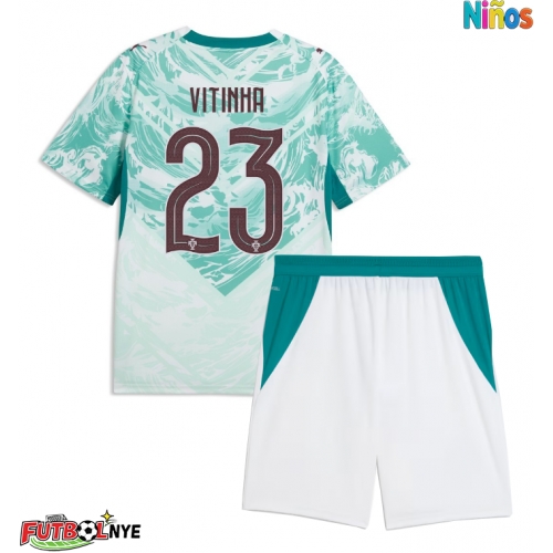 Camiseta Portugal Vitinha #23 Visitante Equipación para niños Mundial 2026 manga corta (+ pantalones cortos)